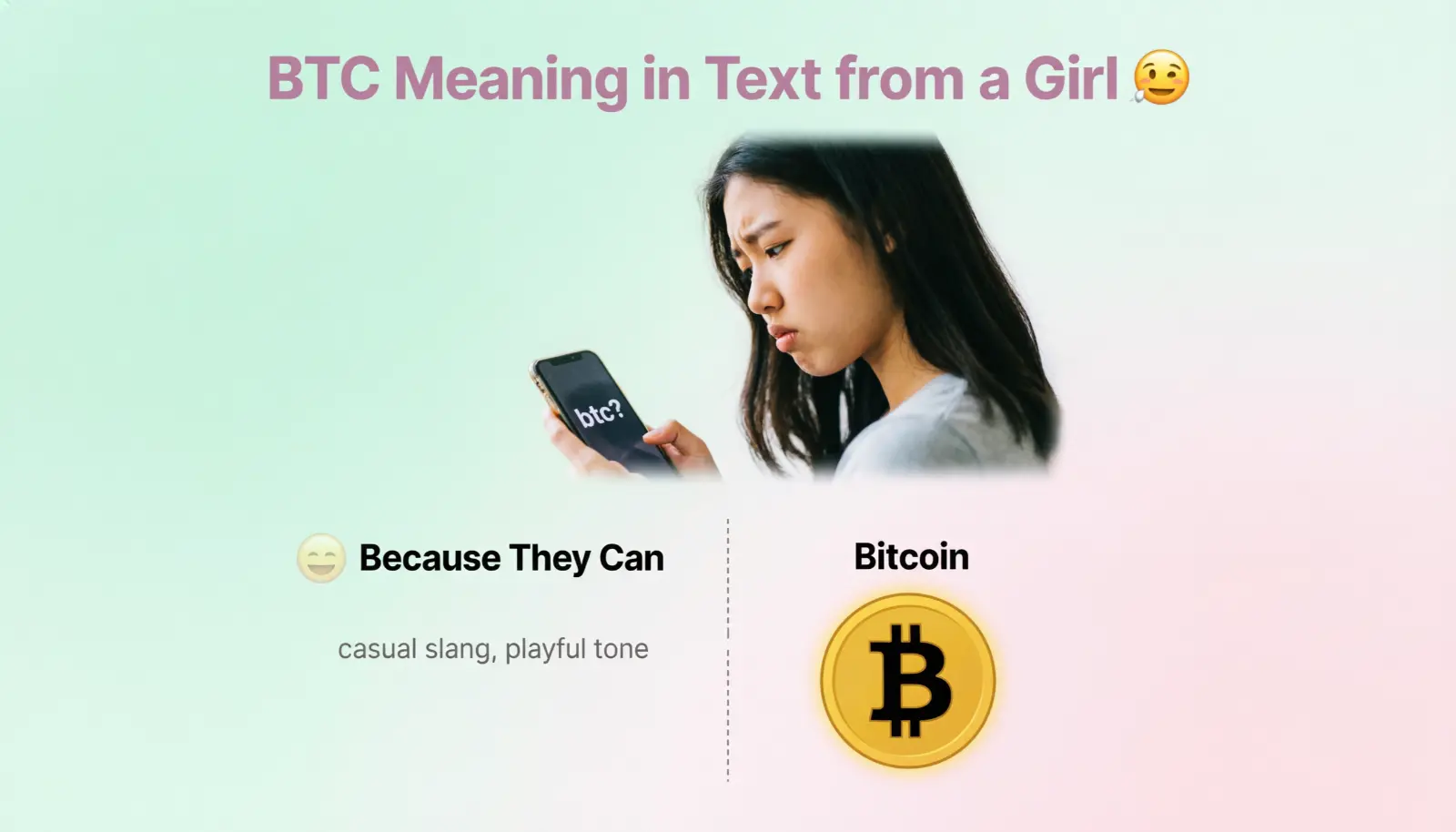 BTC Meaning in Text from a Girl