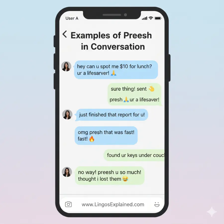 Examples of Preesh in Conversation